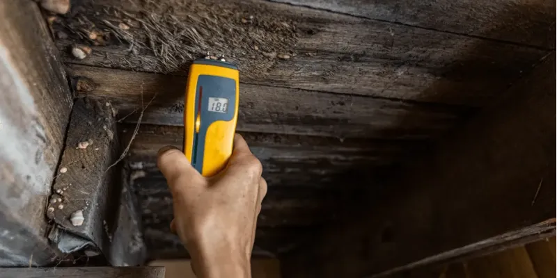 Home inspection of wood dammage to determine moisture level.