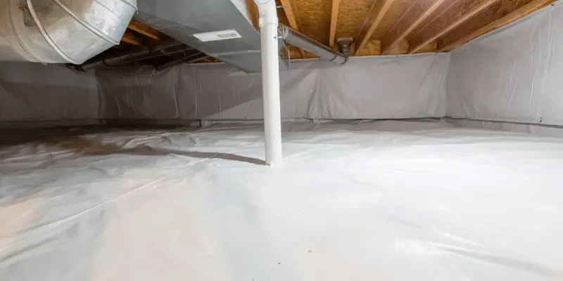 Crawl space detail showing a cleanup and repair.