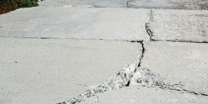 Cracked driveway.