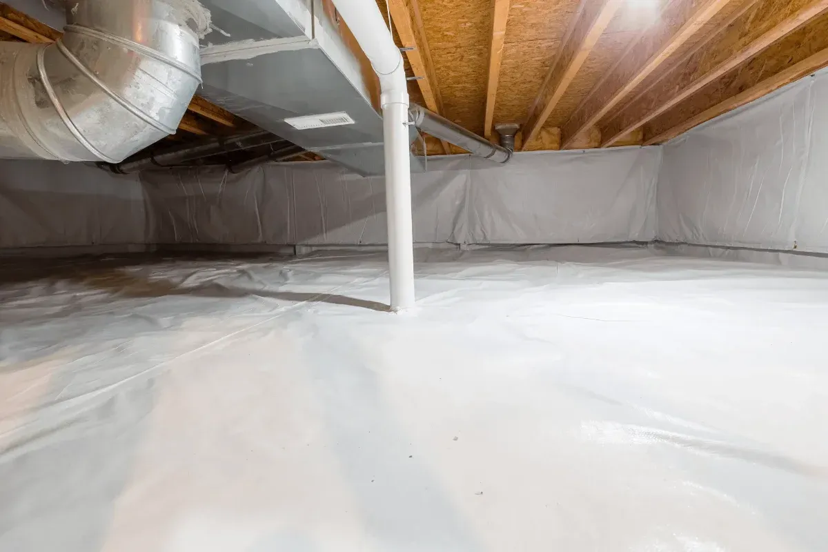 Crawl space detail showing a cleanup and repair.