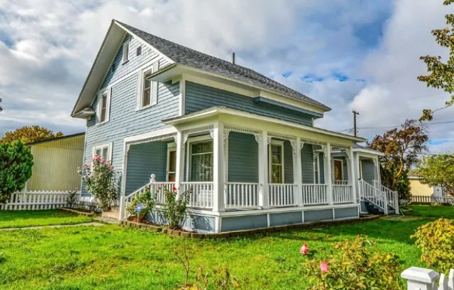Home with a porch.