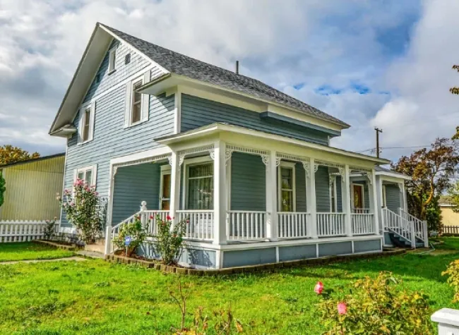 Home with a porch.