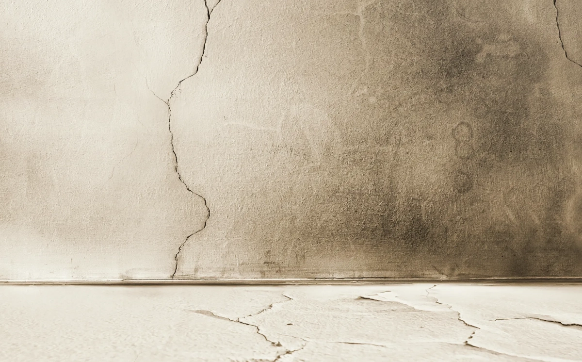 This cracked basment is a sign of stress on the coundation