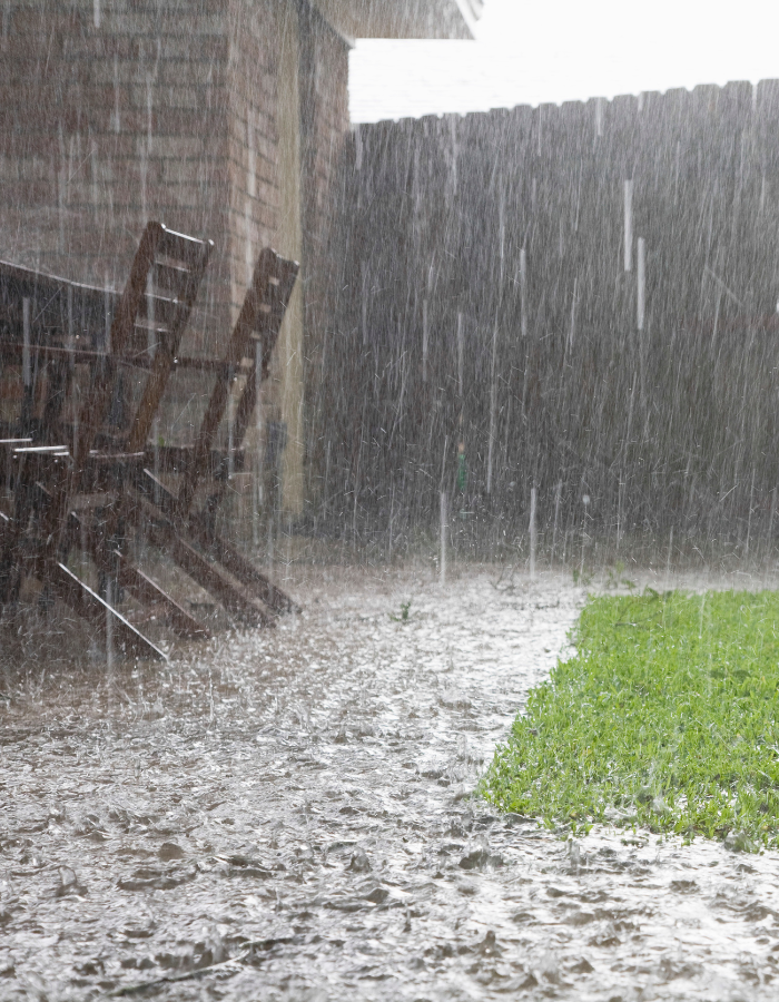 Heavy rain on a home.