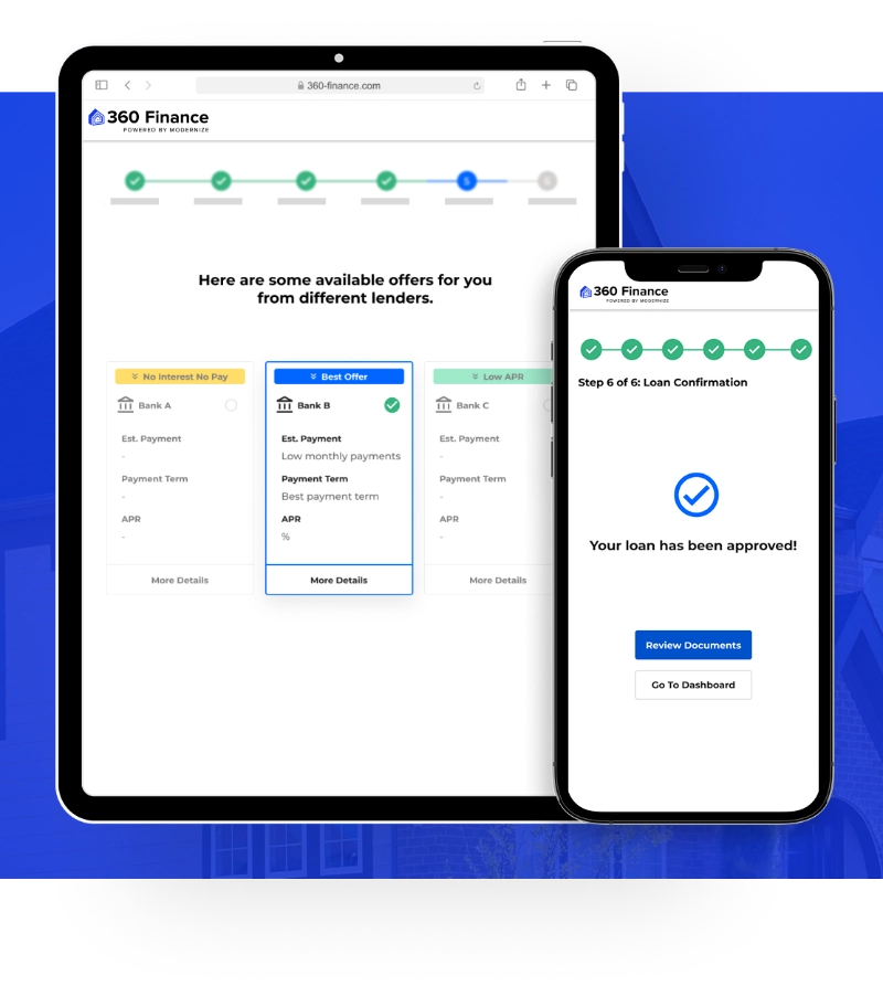 360 Finaince user screen display.