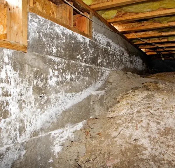 Mold in a residential crawl space.