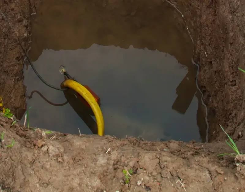 Water seen here is collecting under a foundation due to poor water maagement.