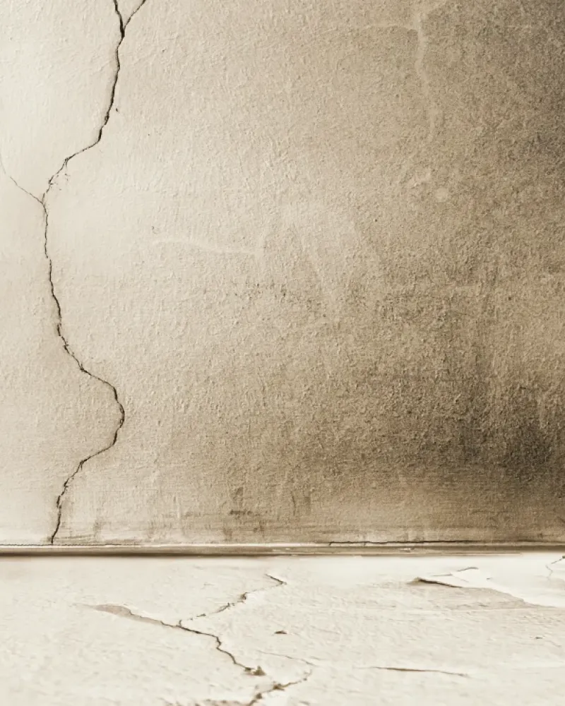 This cracked basment is a sign of stress on the coundation