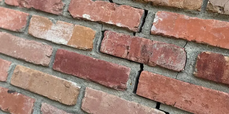 Crack in a West Memphis brick wall.