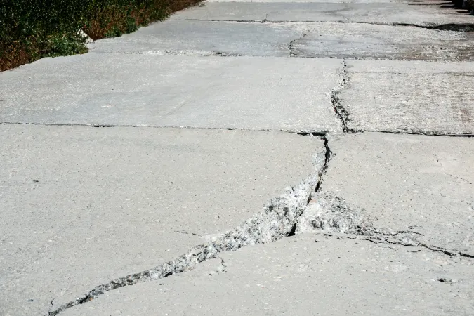 Cracked driveway.